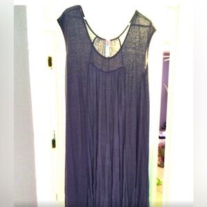 Free People Blue Maxi Dress in soft linen/cotton blend